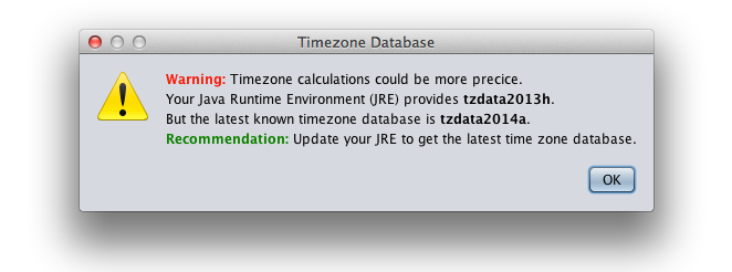 Dialog timezone database is outdated